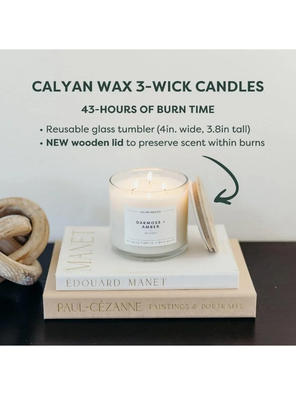 Vetiver & Tonka 3-Wick Luxury Scented Candle | Long Lasting 43 Hour Burn